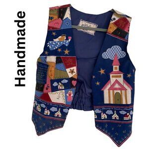 Handmade,‎ Church Christian-themed Open Front Vest, Navy, Blue, Pink, Red